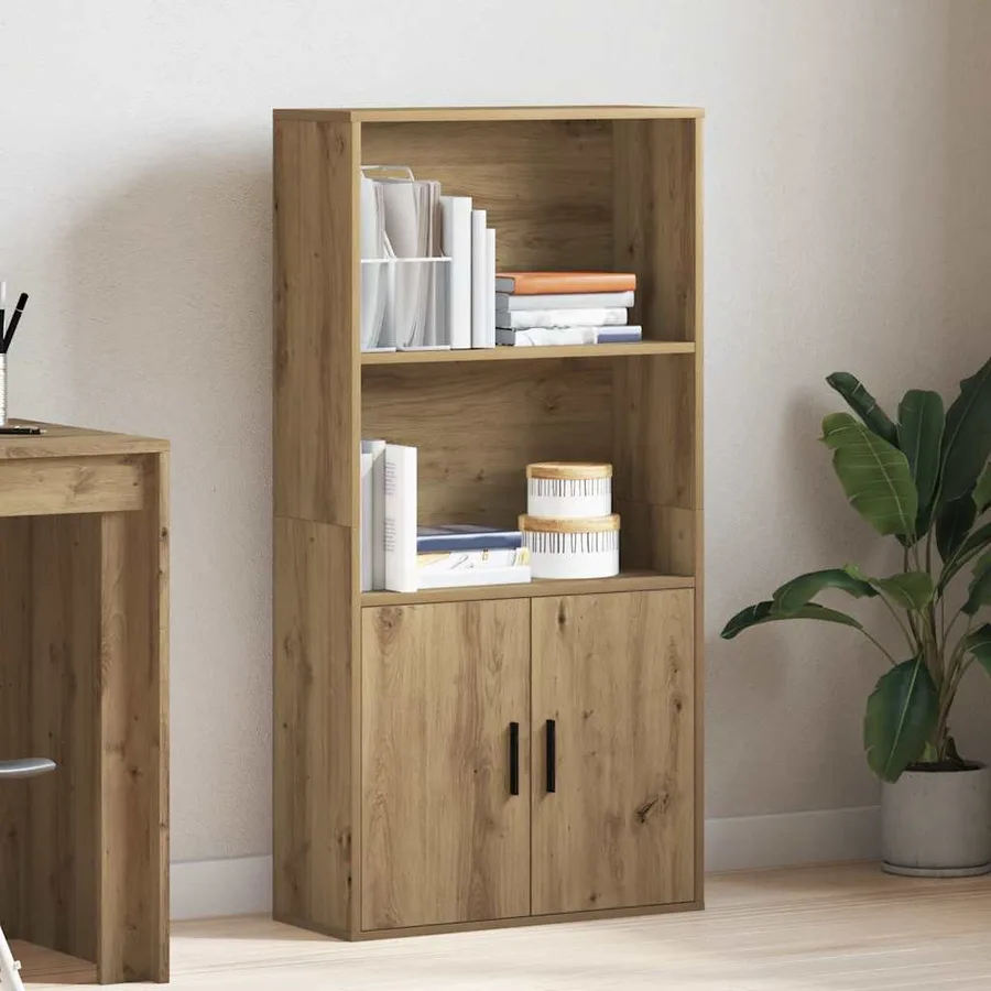 Bibliothèque chêne artisanal 60x24x120 cm bois d'ingénierie - 3