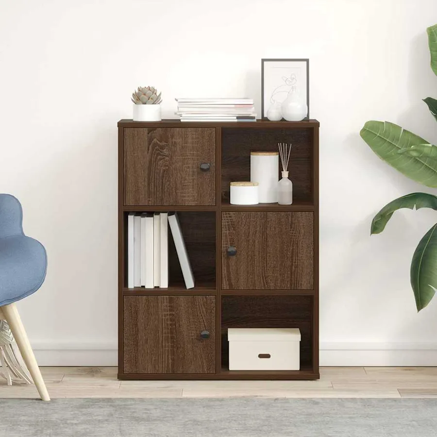 Bibliothèque chêne marron 60x24x76,5 cm bois d'ingénierie - 3