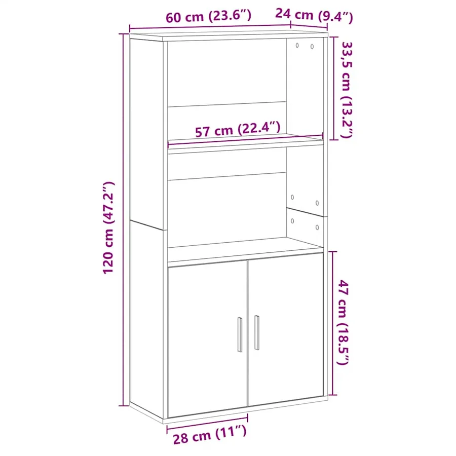 Bibliothèque blanc 60x24x120 cm bois d'ingénierie - 10