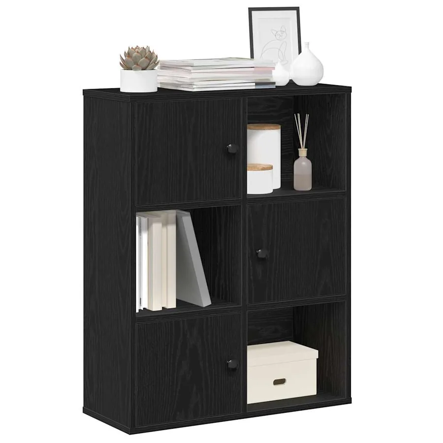 Bibliothèque chêne noir 60x24x76,5 cm bois d'ingénierie
