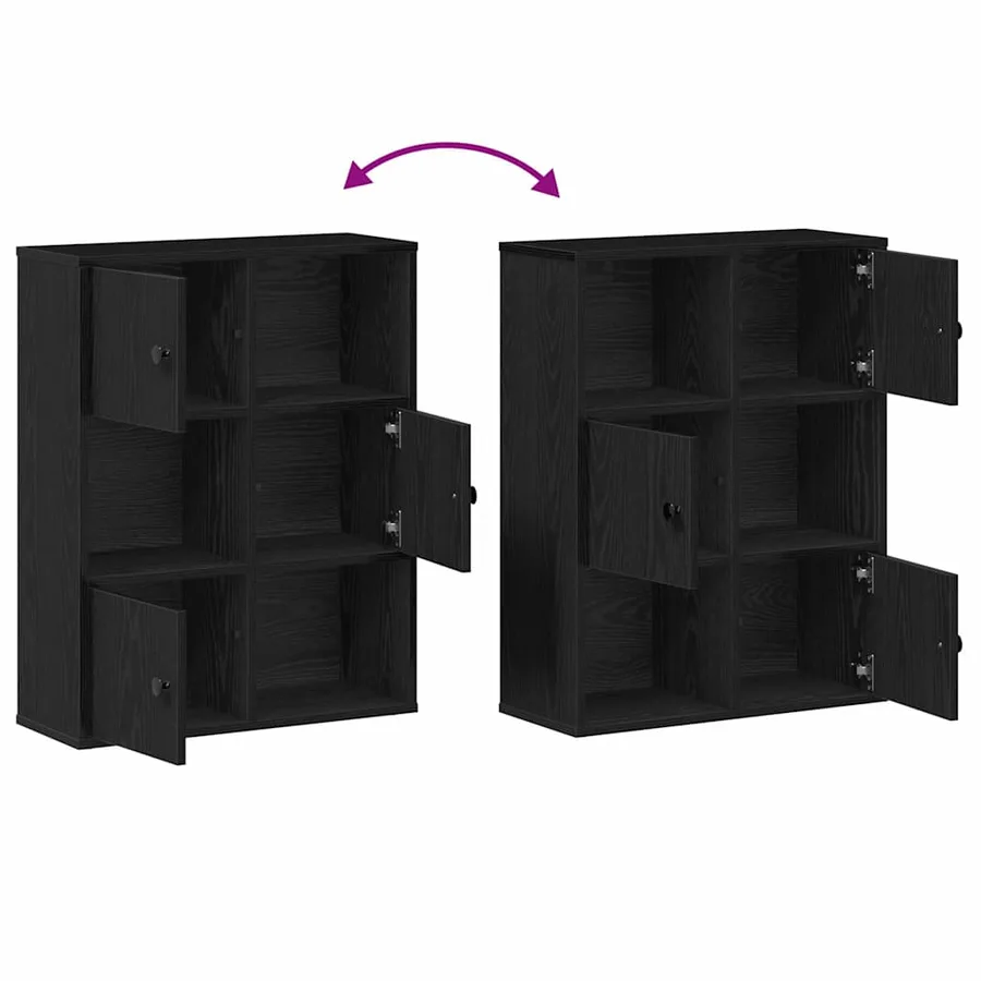 Bibliothèque chêne noir 60x24x76,5 cm bois d'ingénierie - 8