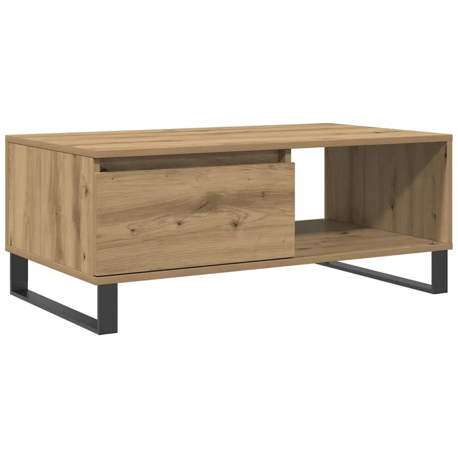 Table basse chêne artisanal 90x50x36,5 cm bois d'ingénierie - 2