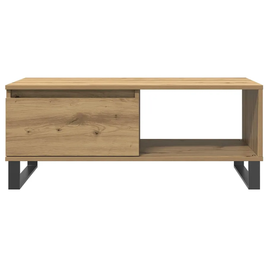 Table basse chêne artisanal 90x50x36,5 cm bois d'ingénierie - 4