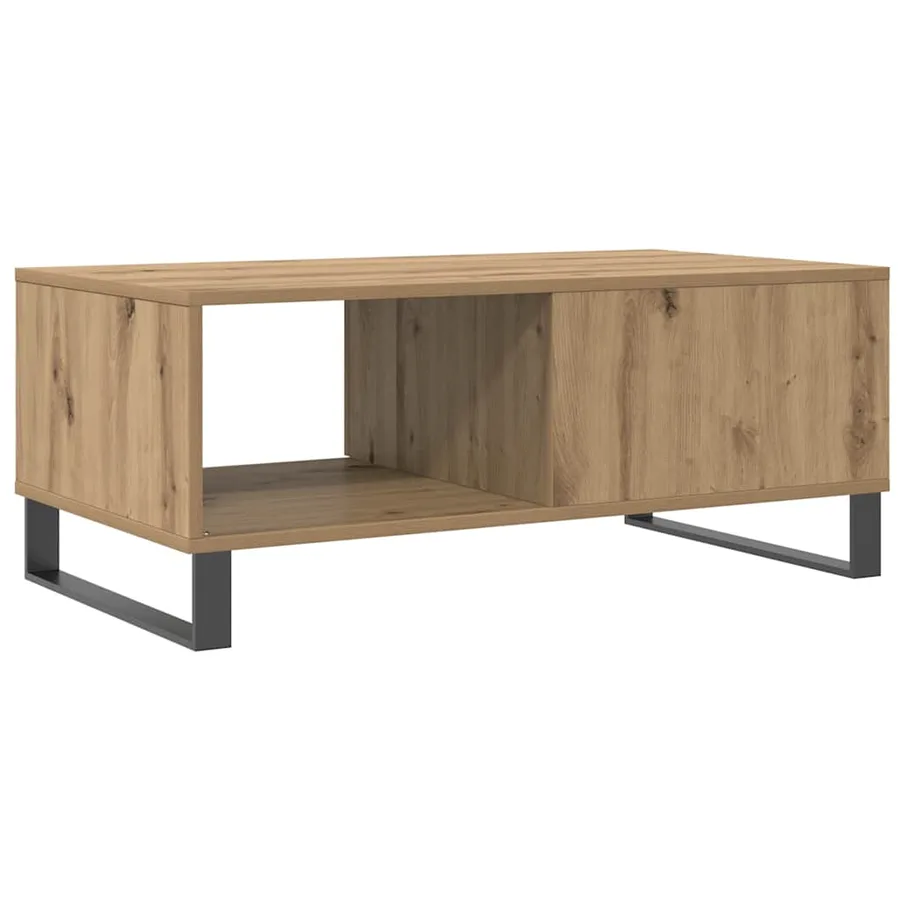 Table basse chêne artisanal 90x50x36,5 cm bois d'ingénierie - 7