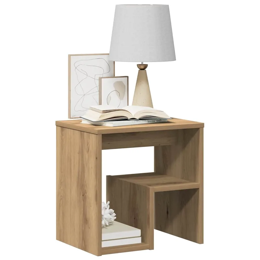 Table de chevet chêne artisanal 40x30x40 cm bois d'ingénierie - 4