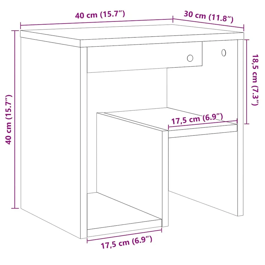 Table de chevet chêne artisanal 40x30x40 cm bois d'ingénierie - 5