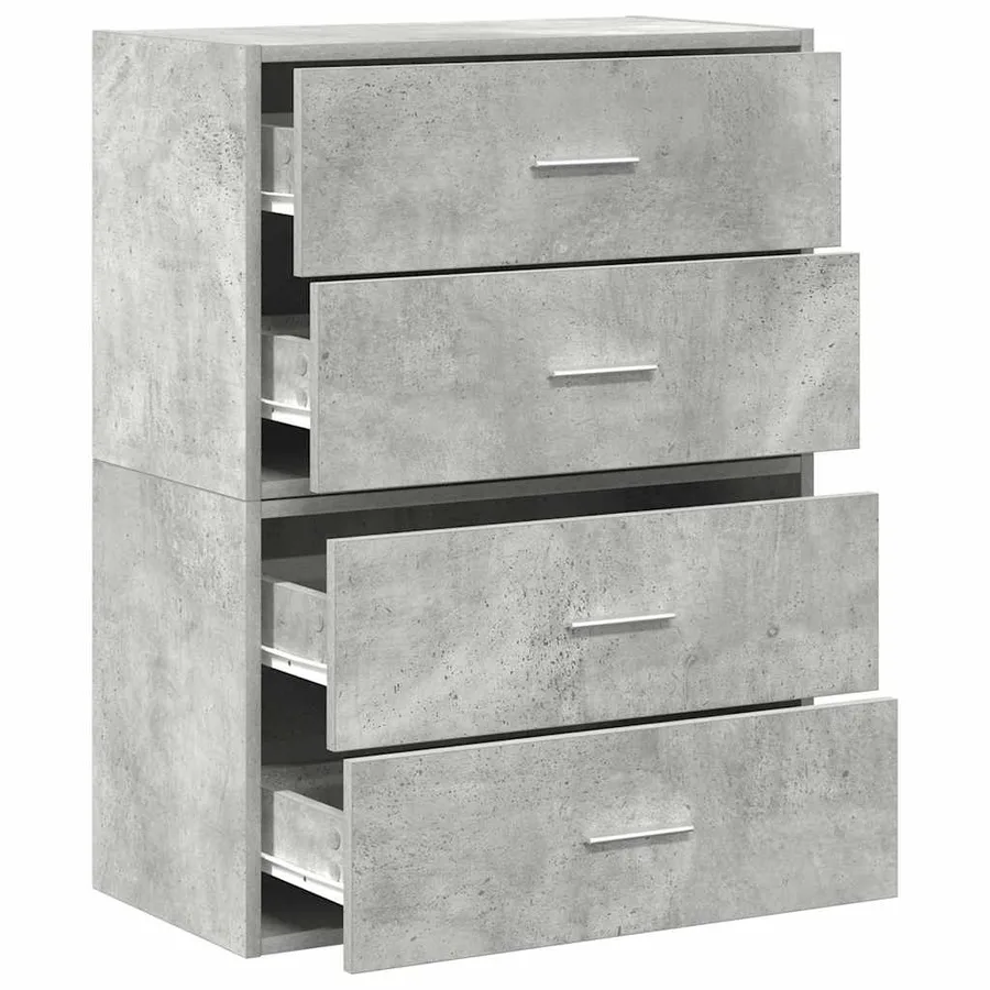 Armoires avec 2 tiroirs 2 pcs gris béton bois d'ingénierie - 5