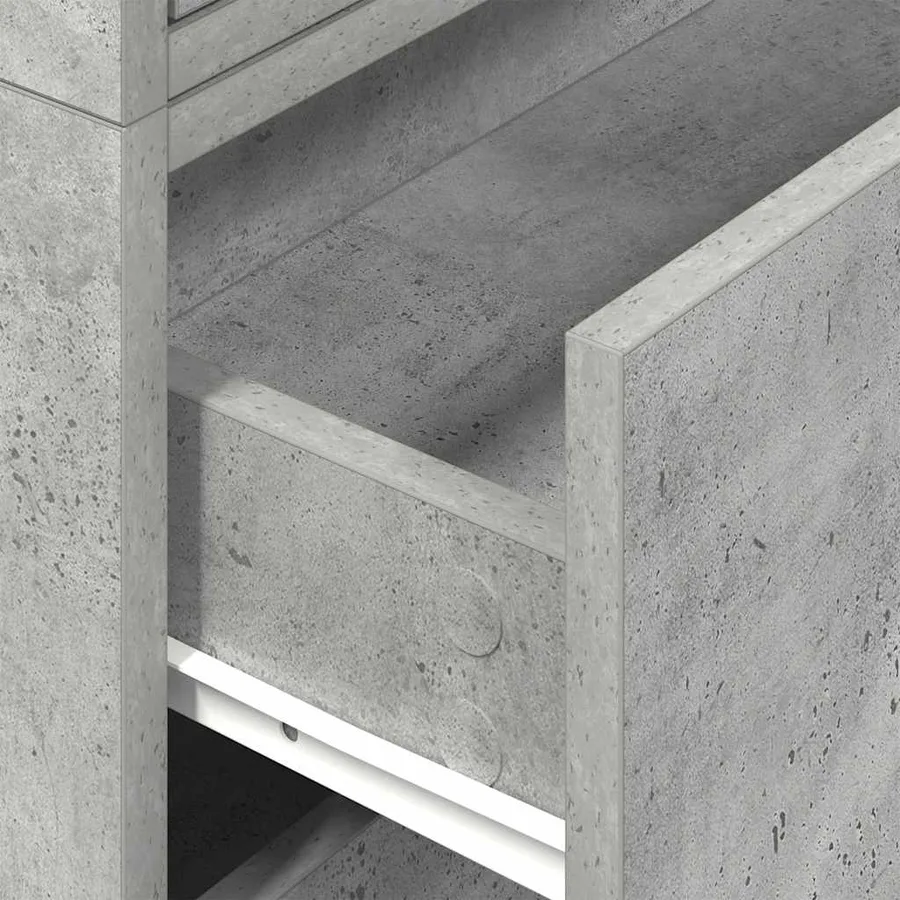 Armoires avec 2 tiroirs 2 pcs gris béton bois d'ingénierie - 8