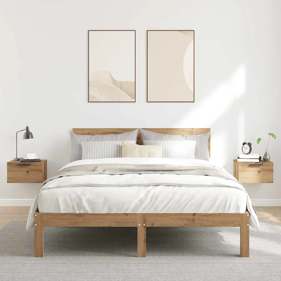 Tables de chevet murales 2 pcs chêne artisanal 34x30x20 cm - 3