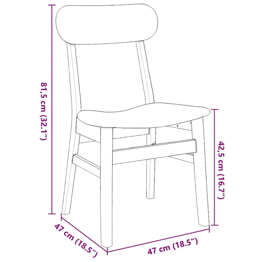 Chaises à manger 2 pcs blanc bois massif caoutchouc - 11