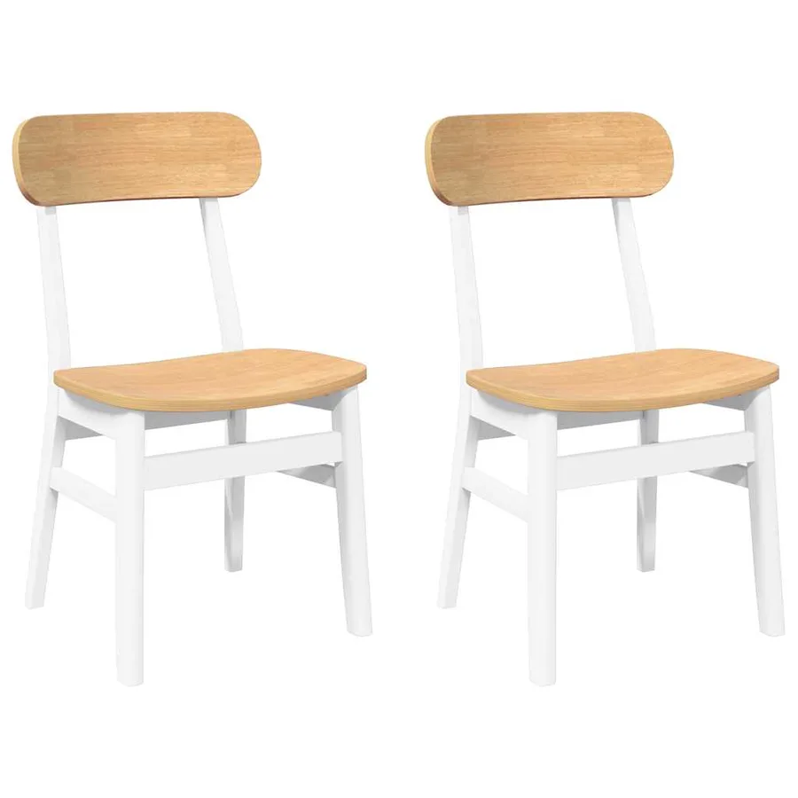 Chaises à manger 2 pcs blanc bois massif caoutchouc - 2