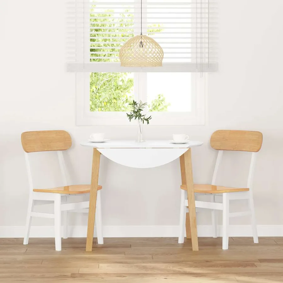 Chaises à manger 2 pcs blanc bois massif caoutchouc - 3