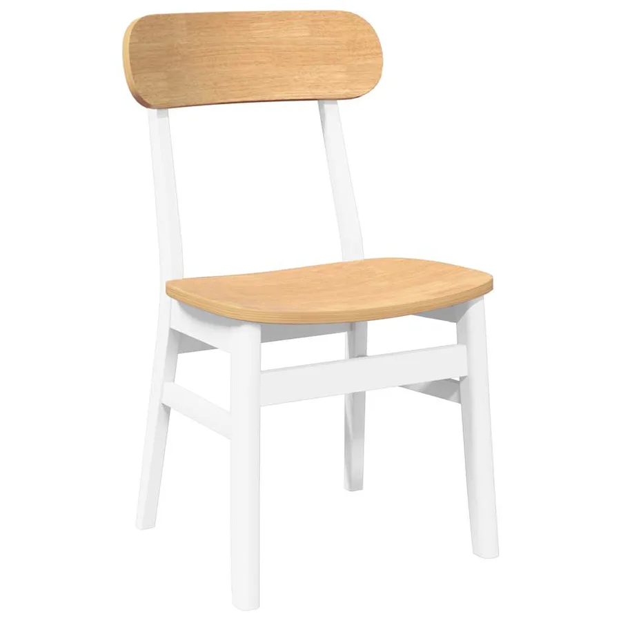 Chaises à manger 2 pcs blanc bois massif caoutchouc - 4