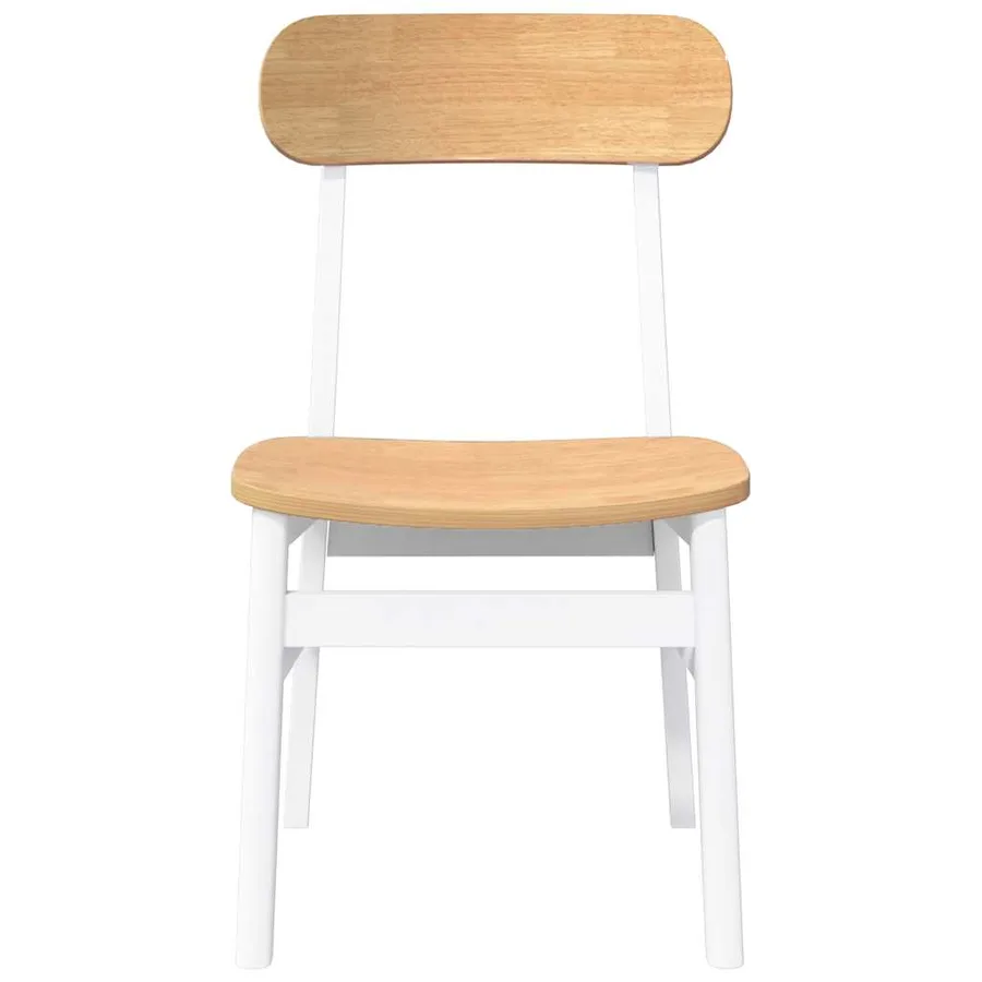Chaises à manger 2 pcs blanc bois massif caoutchouc - 5