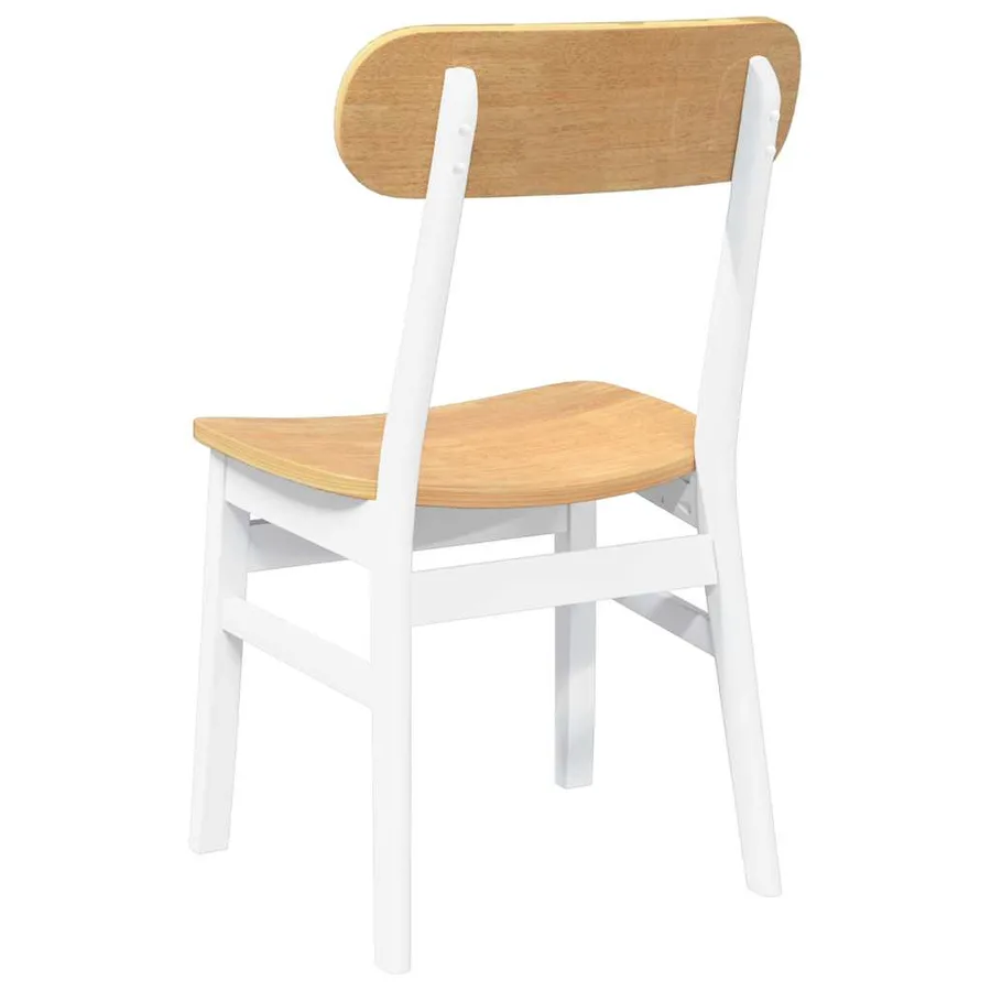 Chaises à manger 2 pcs blanc bois massif caoutchouc - 7