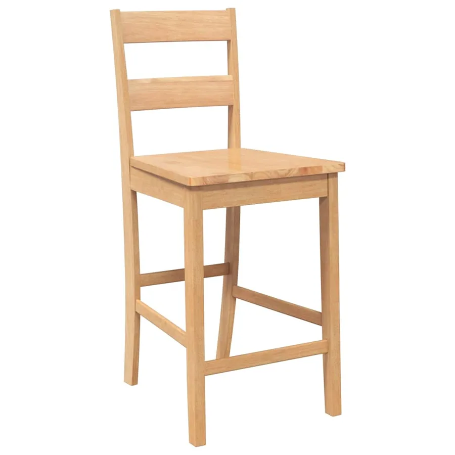 Tabourets de bar 2 pcs naturel bois massif d'hévéa - 4