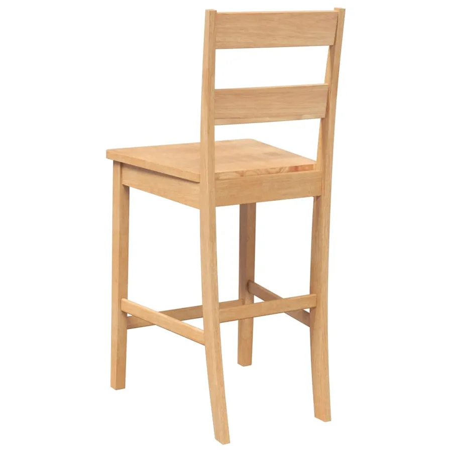 Tabourets de bar 2 pcs naturel bois massif d'hévéa - 7