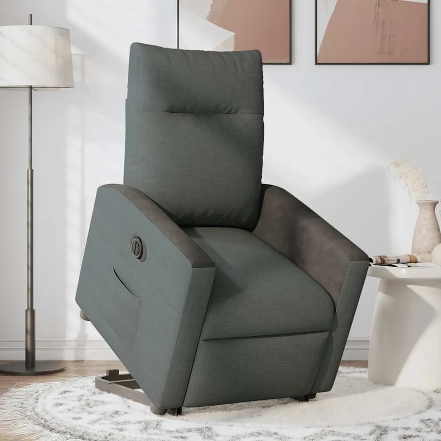 Fauteuil inclinable électrique gris foncé tissu - 3