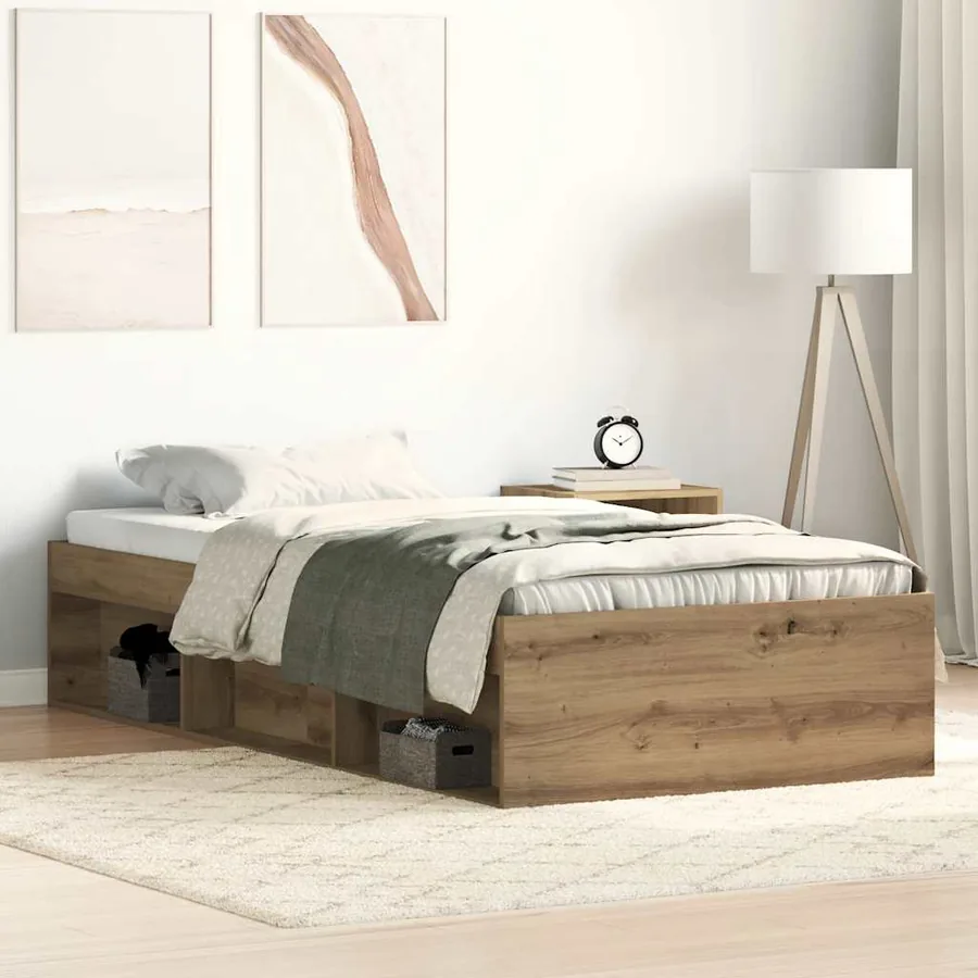 Cadre de lit sans matelas en chêne massif 75 x 190 cm bois d'ingénierie