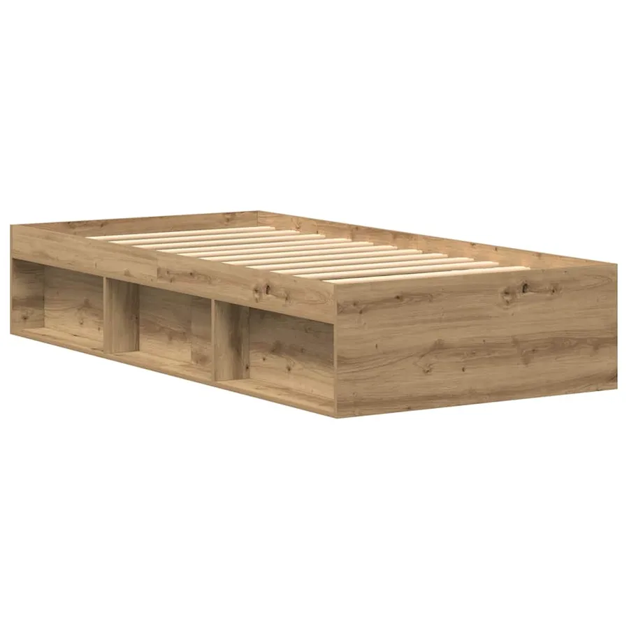 Cadre de lit sans matelas en chêne massif 75 x 190 cm bois d'ingénierie - 4