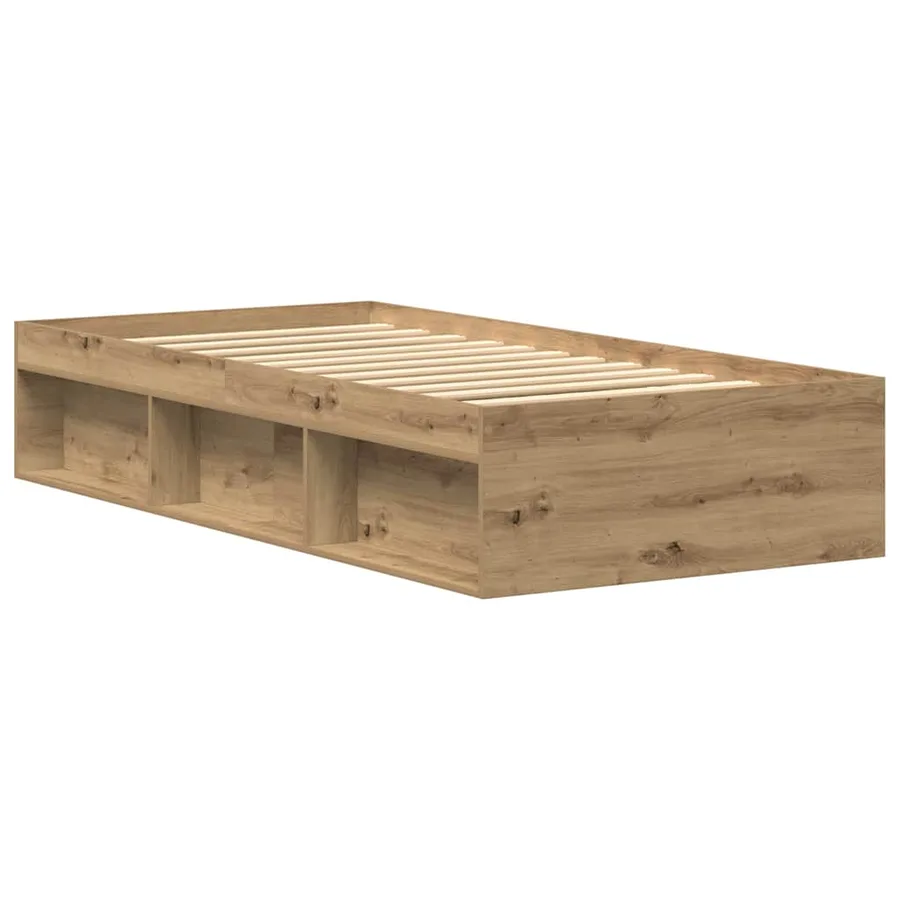 Cadre de lit sans matelas en chêne massif 75 x 190 cm bois d'ingénierie - 7