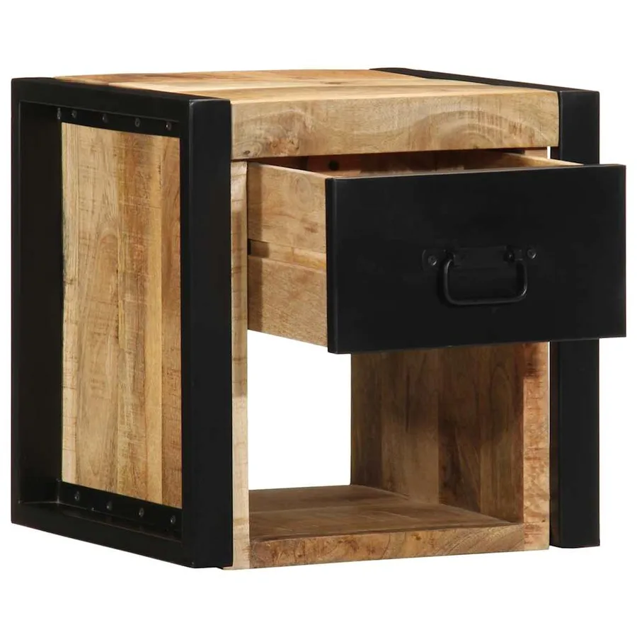 Tables de chevet 2 pcs 40x35x40 cm bois de manguier massif brut - 3