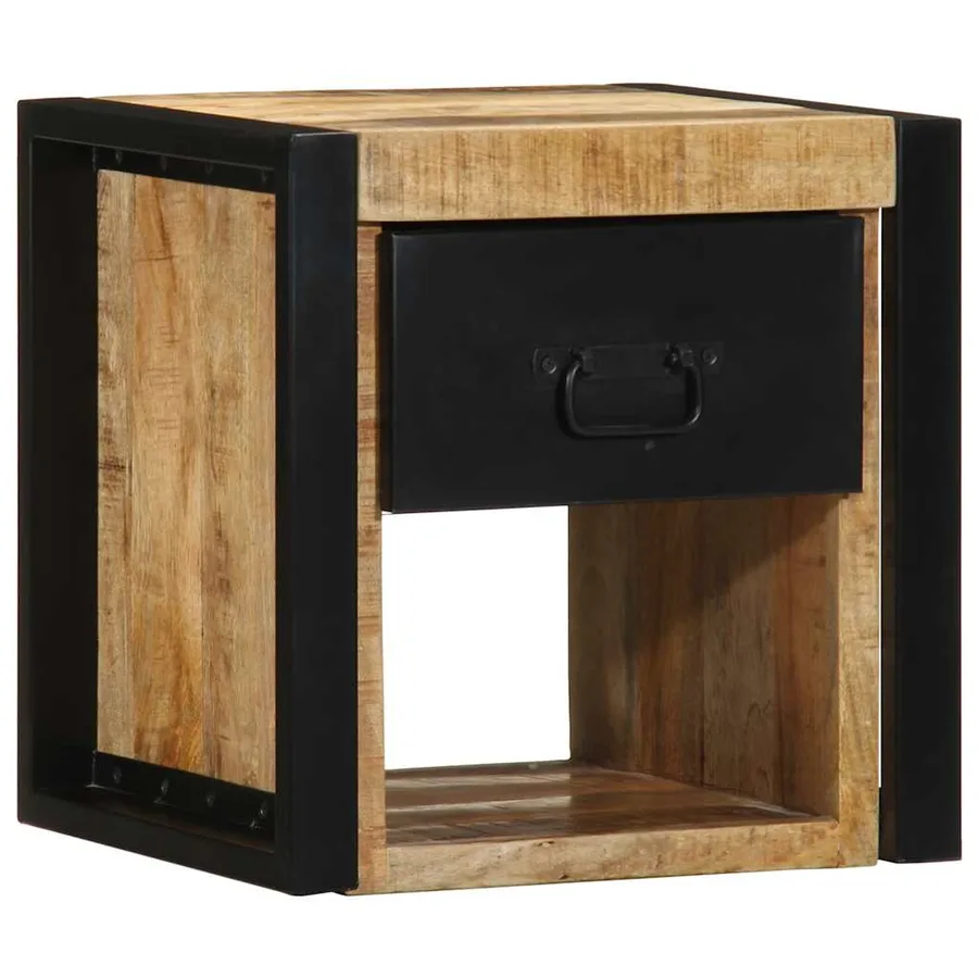 Tables de chevet 2 pcs 40x35x40 cm bois de manguier massif brut - 4