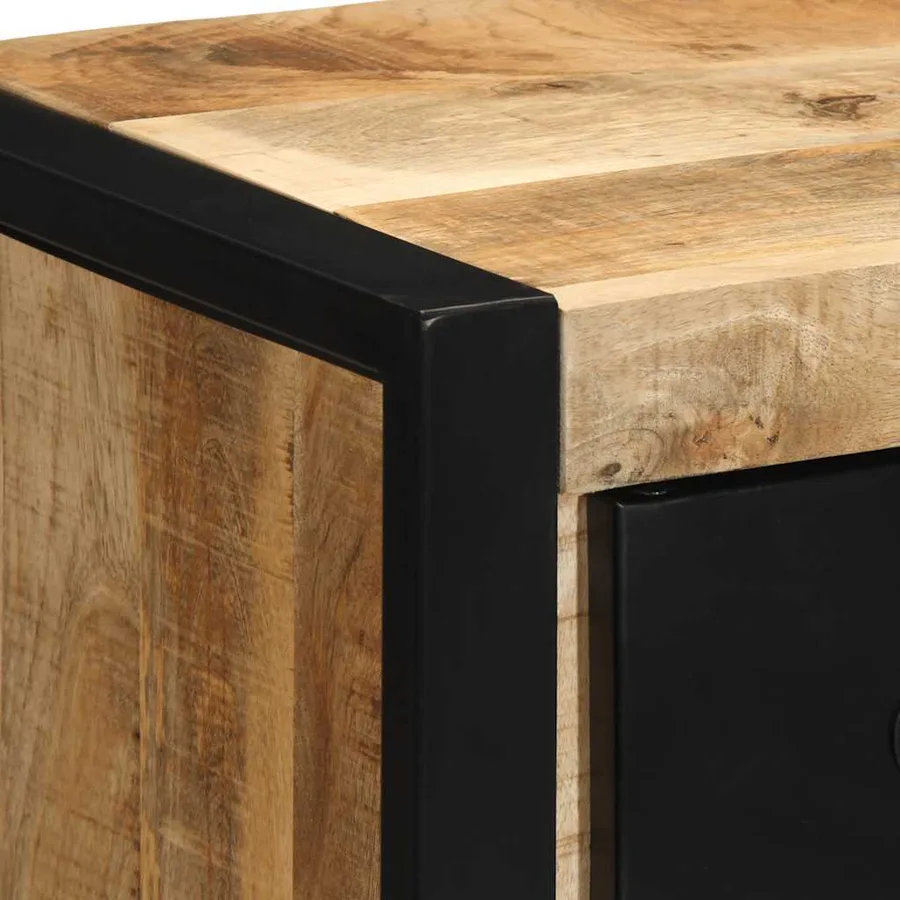 Tables de chevet 2 pcs 40x35x40 cm bois de manguier massif brut - 9