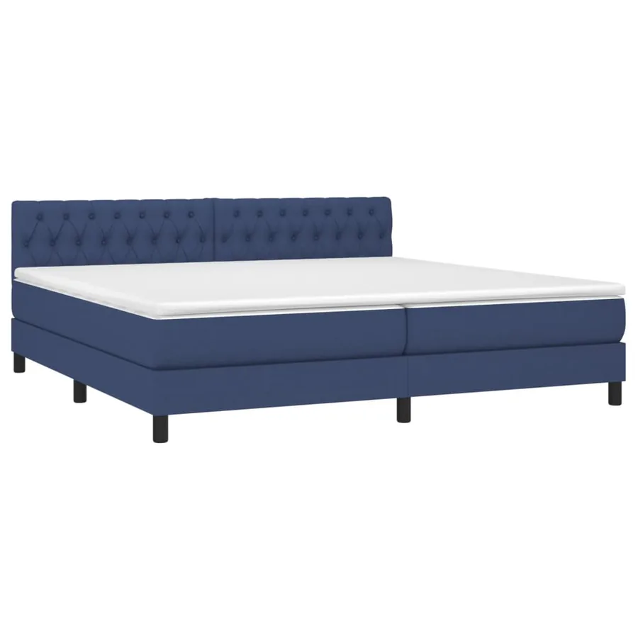 Sommier à lattes de lit avec matelas Bleu 200x200 cm Tissu - 3