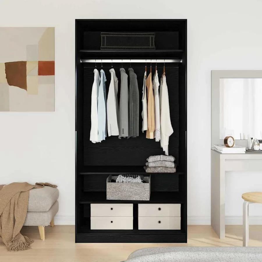Armoire Chêne noir 100 x 50 x 200 cm Bois d'ingénierie - 4