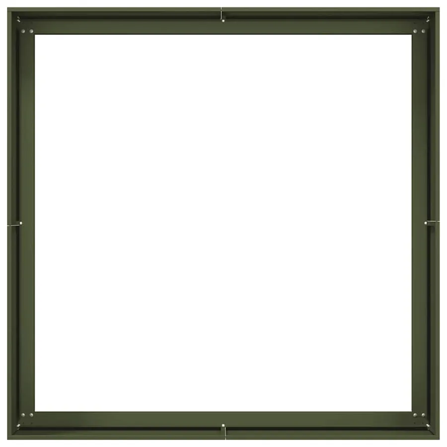 Jardinière vert olive 100x100x40 cm acier - 5