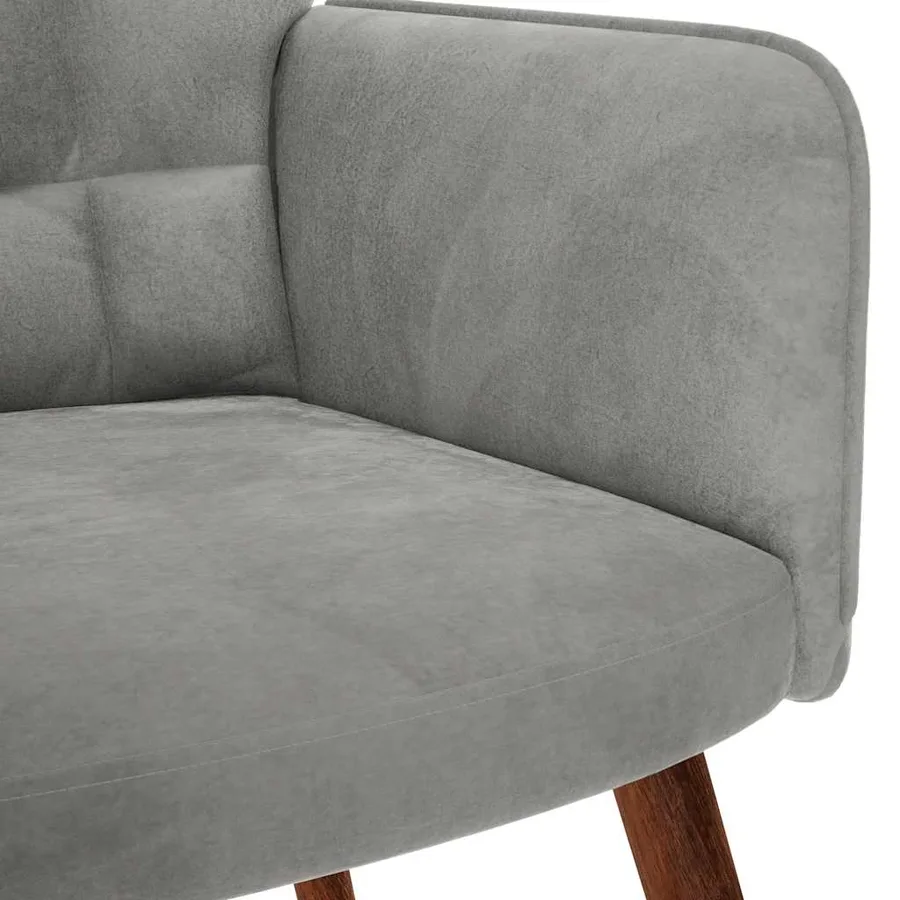 Chaise à bascule avec tabouret en velours gris clair - 8