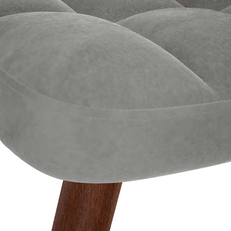 Chaise à bascule avec tabouret en velours gris clair - 9