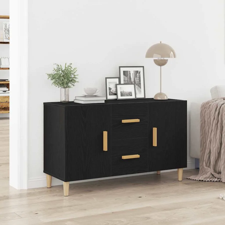 Buffet chêne noir 100x36x60 cm bois d'ingénierie