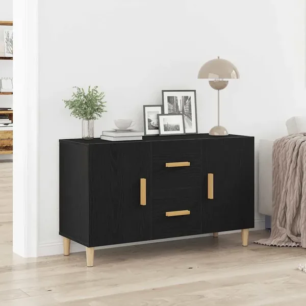 Buffet chêne noir 100x36x60 cm bois d'ingénierie