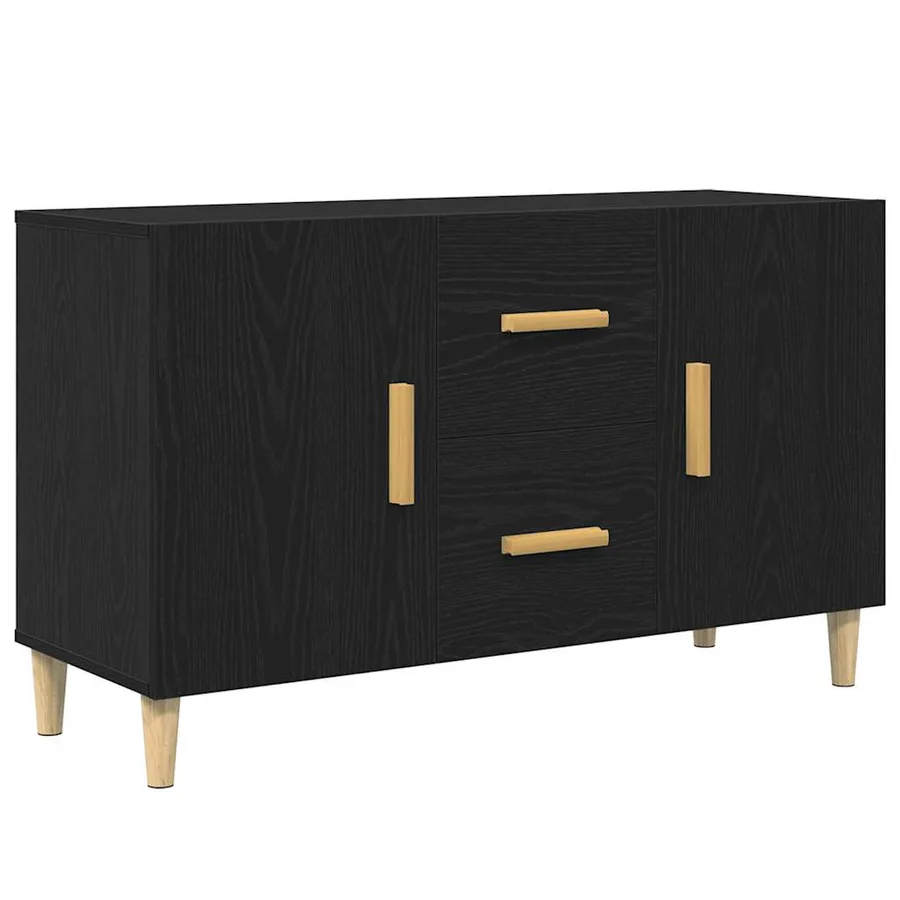 Buffet chêne noir 100x36x60 cm bois d'ingénierie - 2