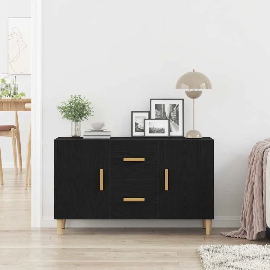 Buffet chêne noir 100x36x60 cm bois d'ingénierie - 3