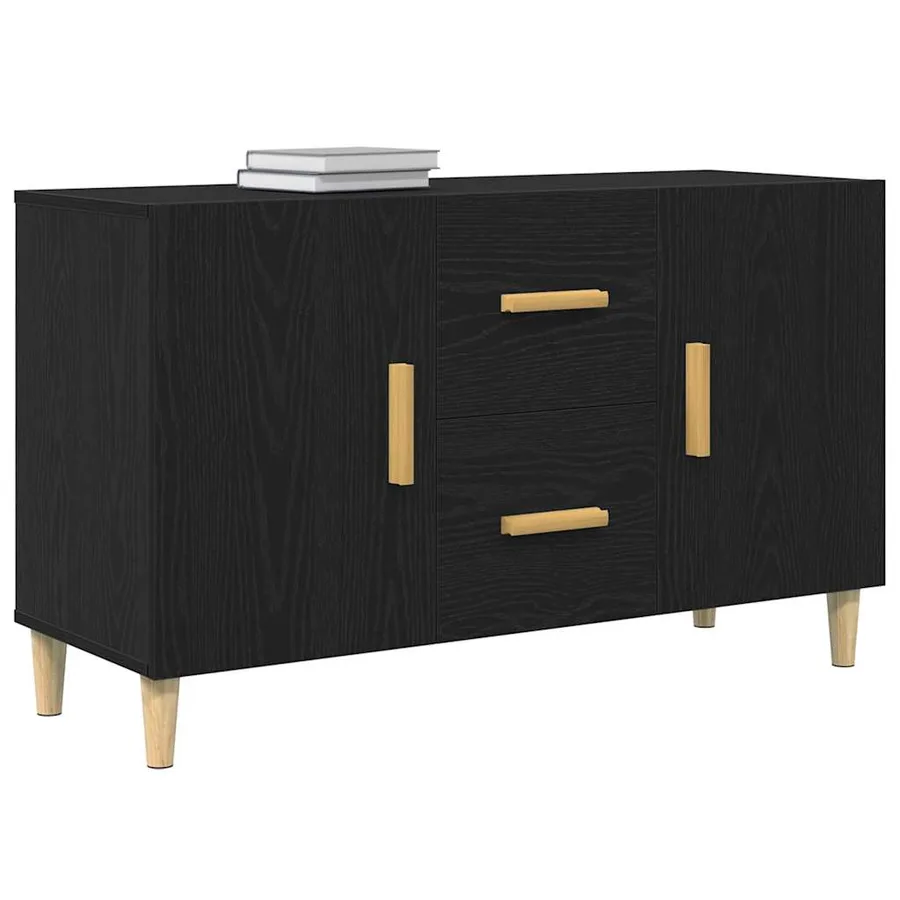 Buffet chêne noir 100x36x60 cm bois d'ingénierie - 4