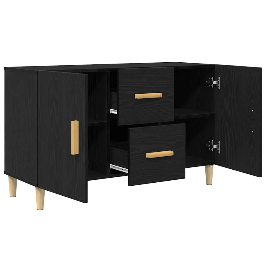 Buffet chêne noir 100x36x60 cm bois d'ingénierie - 5