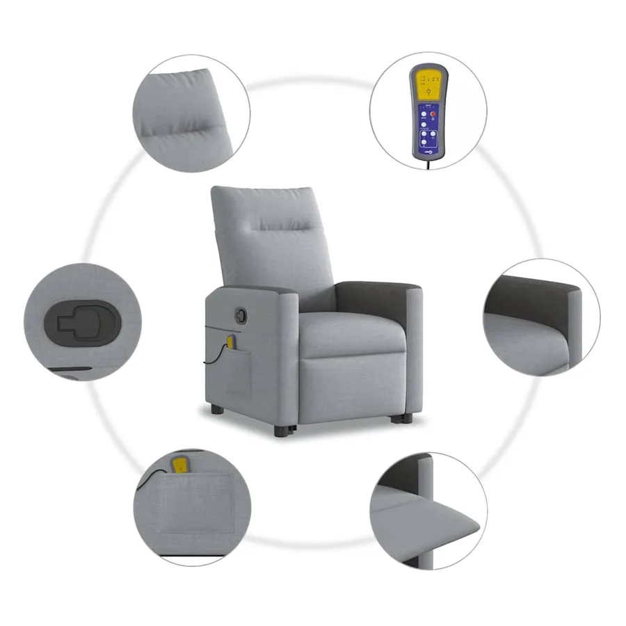 Fauteuil de massage inclinable Gris clair Tissu - 10
