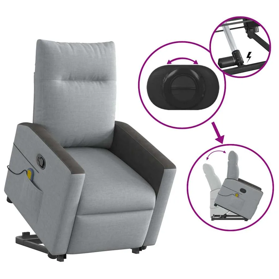 Fauteuil de massage inclinable Gris clair Tissu - 9