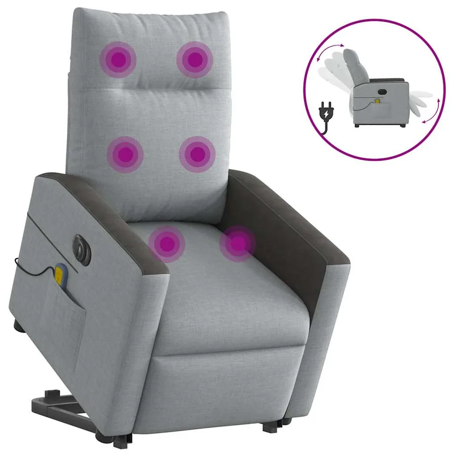 Fauteuil inclinable de massage électrique Gris clair Tissu - 2