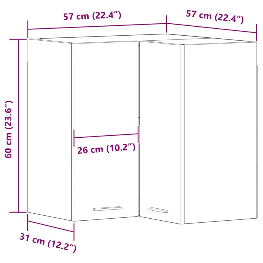 Armoire suspendue avec étagère Lyon Chêne noir 57 x 57 x 60 cm - 11