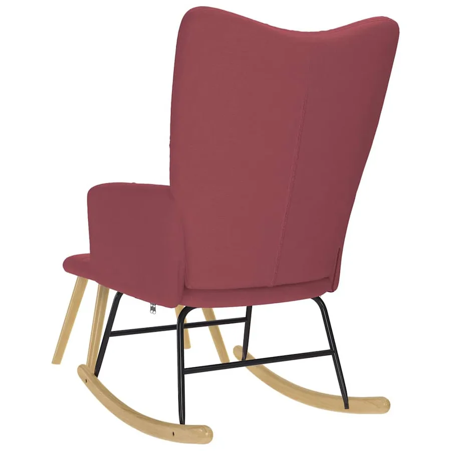 Chaise à bascule avec repose-pied Rouge bordeaux Tissu - 7