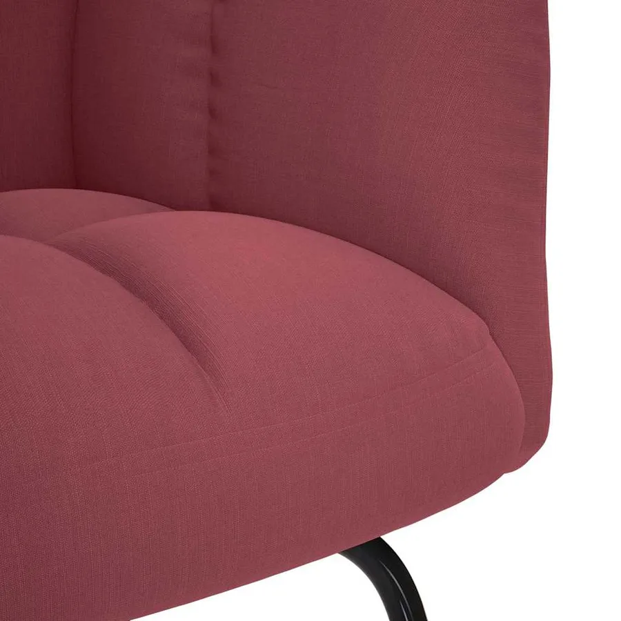 Chaise à bascule avec repose-pied Rouge bordeaux Tissu - 9