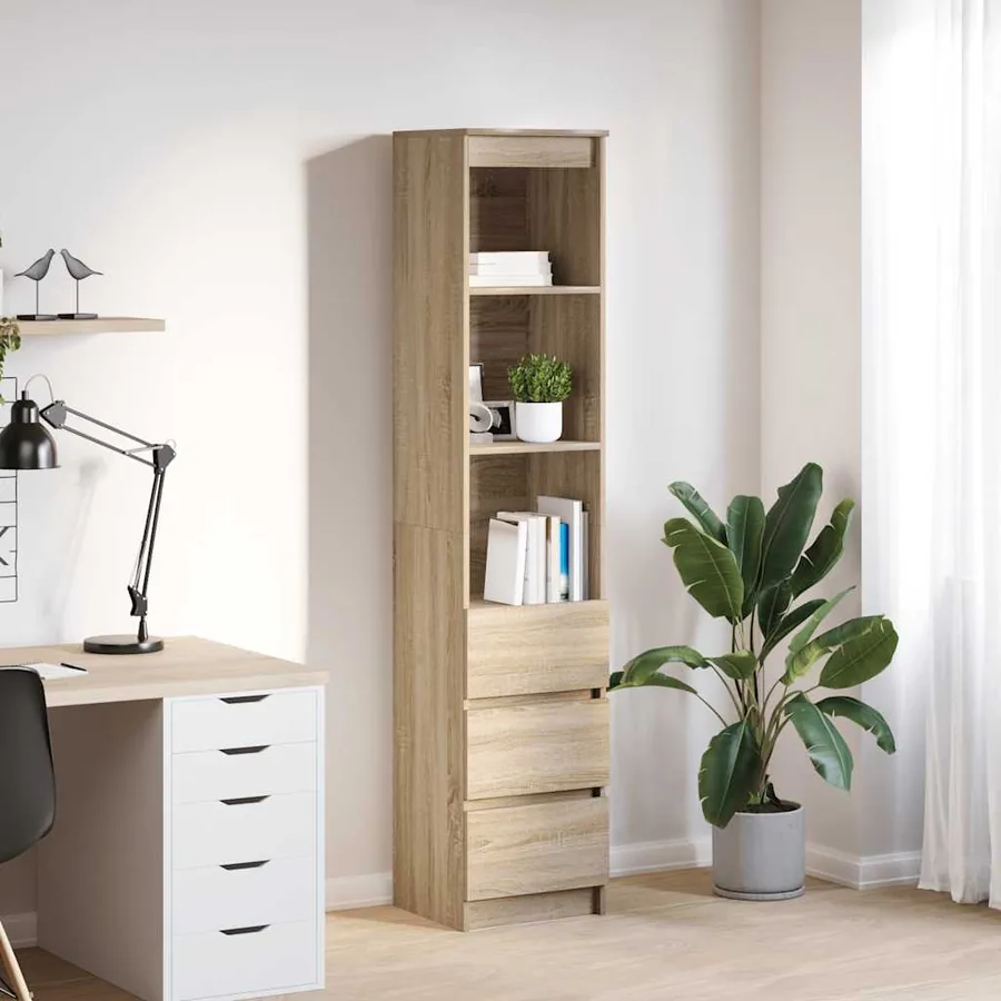 Buffet haut chêne sonoma 37,5x35x180 cm bois d'ingénierie