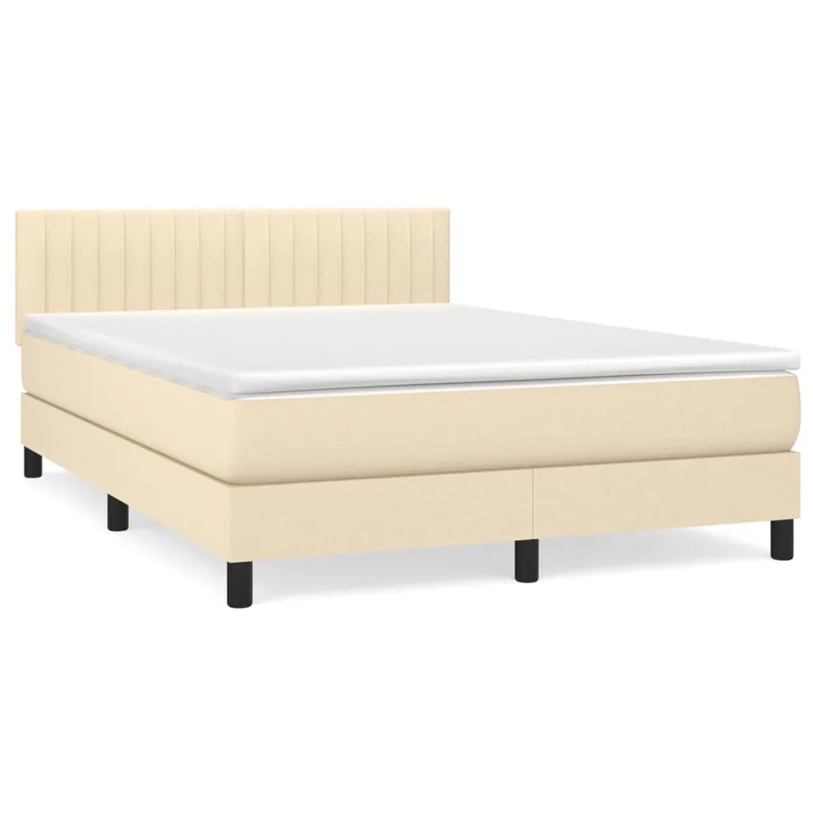 Sommier à lattes de lit avec matelas Crème 140x200 cm Tissu - 2