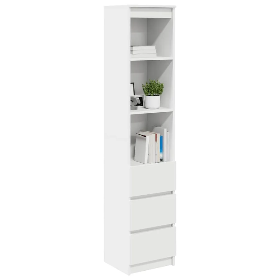 Buffet haut blanc 37,5x35x180 cm bois d'ingénierie - 4