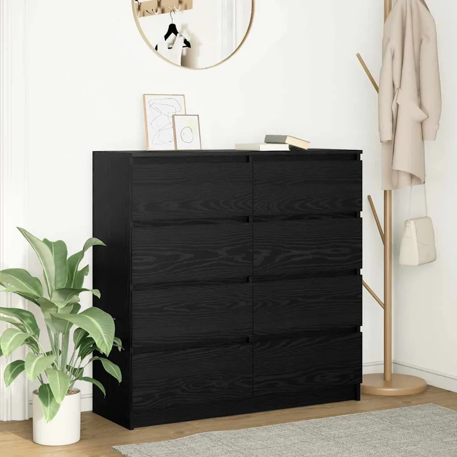 Buffet chêne noir 100x35x99 cm bois d'ingénierie