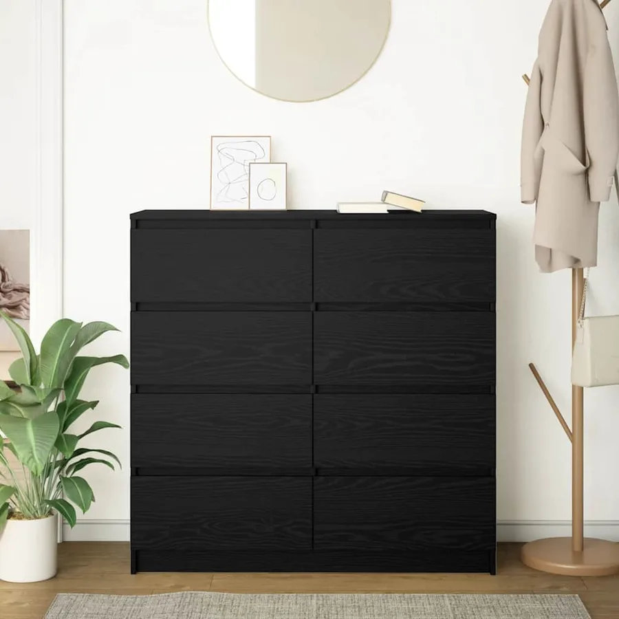Buffet chêne noir 100x35x99 cm bois d'ingénierie - 3
